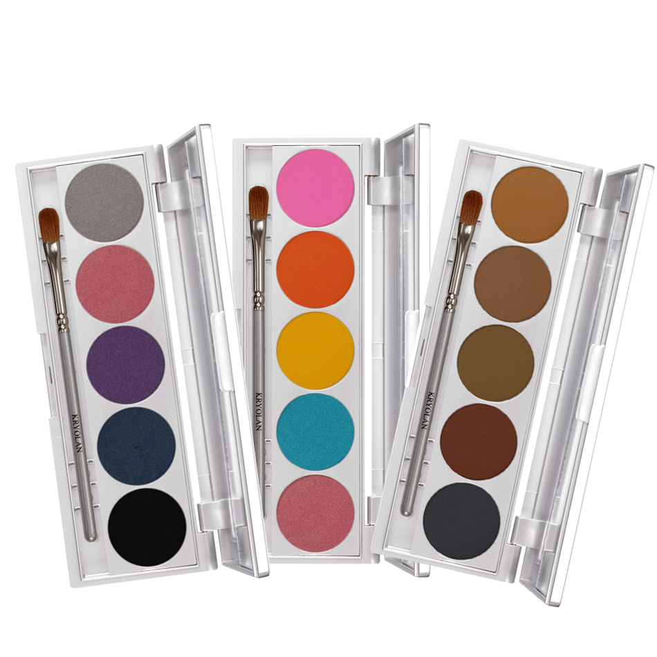 Paleta de sombras Kryolan con 5 colores en polvo prensado para aplicación en seco